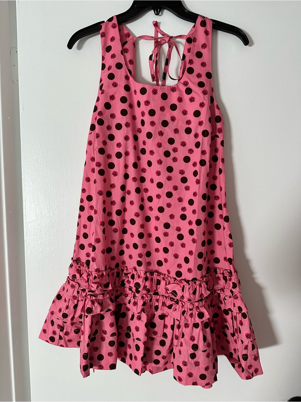 Olivaceous Pink Polka Dot Ruffle-Hem Summer Dress